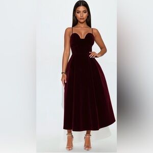 Burgundy Velvet Dress